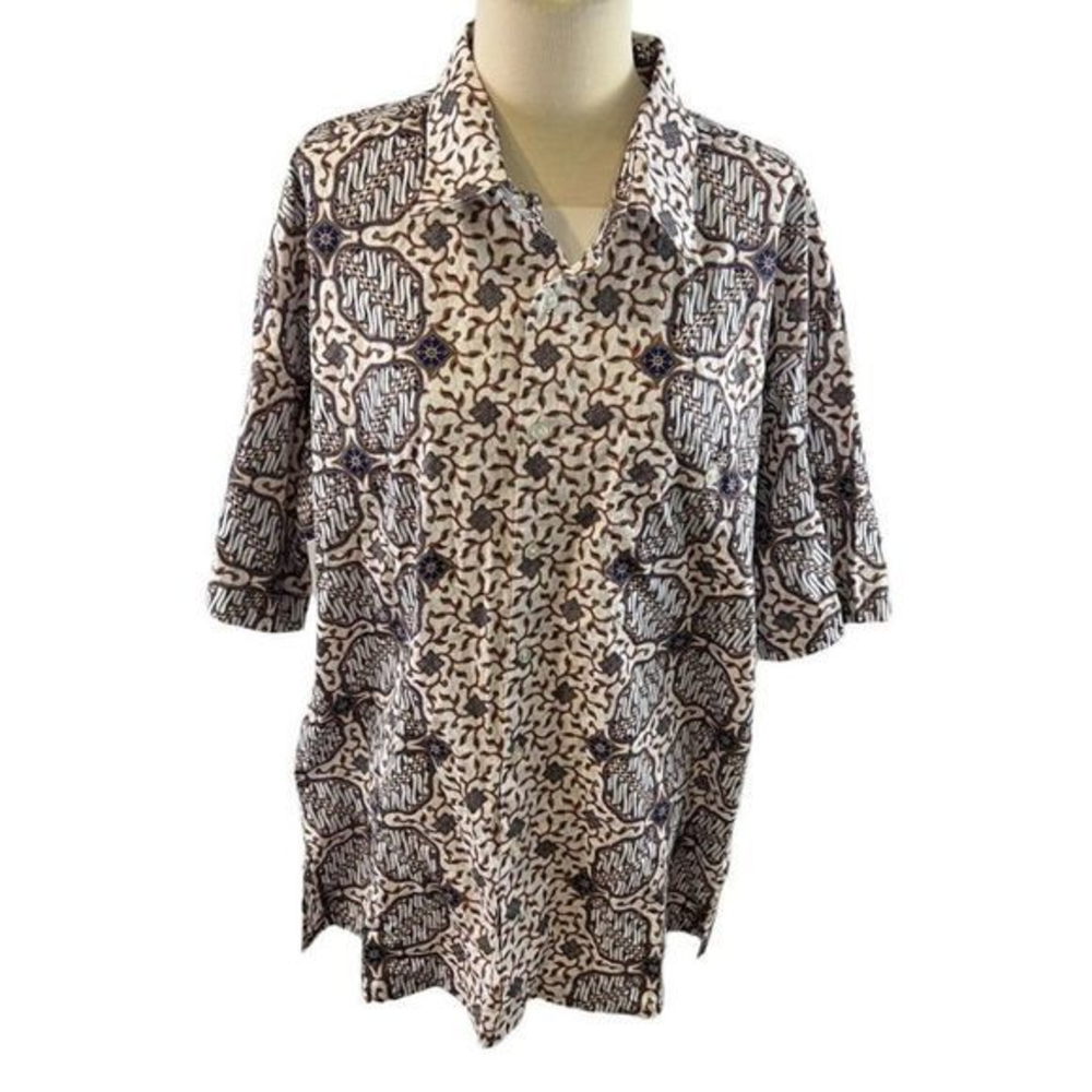Indonesian Print‎ Button Down Shirt (XL)